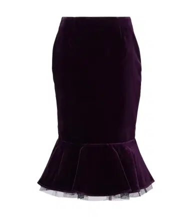 Nina Ricci Peplum cotton velvet midi skirt | Thumbnail 1 Nina Ricci Peplum cotton velvet midi skirt | Thumbnail 1