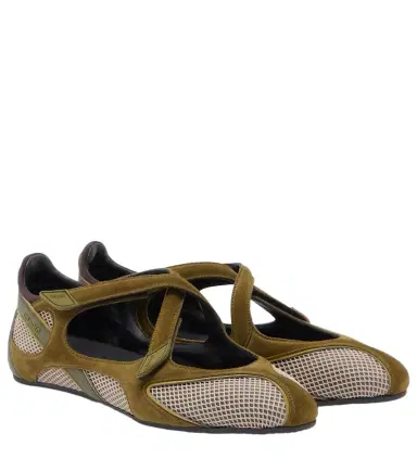 The Attico Floor 01 suede and mesh ballet flats | Thumbnail 1 The Attico Floor 01 suede and mesh ballet flats | Thumbnail 1