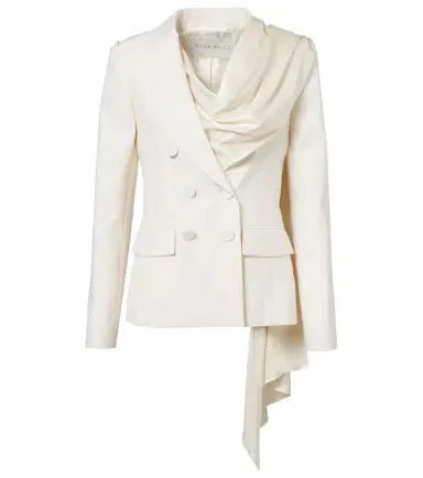 Nina Ricci Scarf-detail virgin wool gabardine blazer | Thumbnail 1 Nina Ricci Scarf-detail virgin wool gabardine blazer | Thumbnail 1
