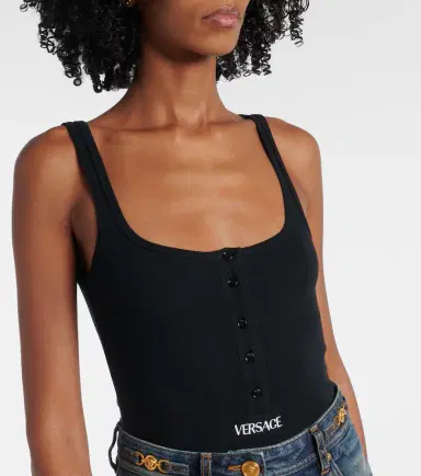 Versace Ribbed-knit logo cotton-blend bodysuit | Thumbnail 3 Versace Ribbed-knit logo cotton-blend bodysuit | Thumbnail 3