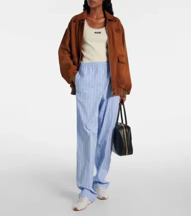 Miu Miu Striped cotton poplin wide-leg pants | Thumbnail 2 Miu Miu Striped cotton poplin wide-leg pants | Thumbnail 2