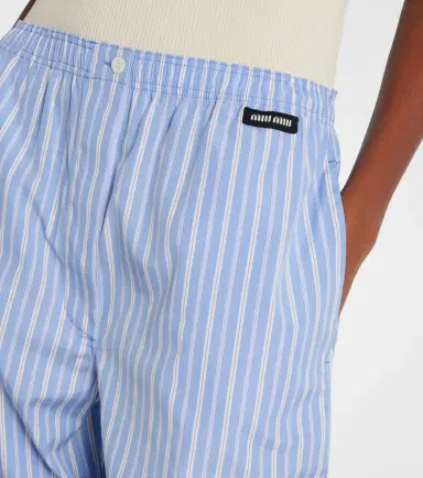 Miu Miu Striped cotton poplin wide-leg pants | Thumbnail 3 Miu Miu Striped cotton poplin wide-leg pants | Thumbnail 3