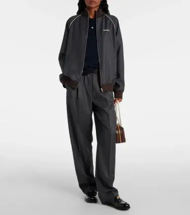 Miu Miu Pinstripe virgin wool blouson | Thumbnail 2 Miu Miu Pinstripe virgin wool blouson | Thumbnail 2