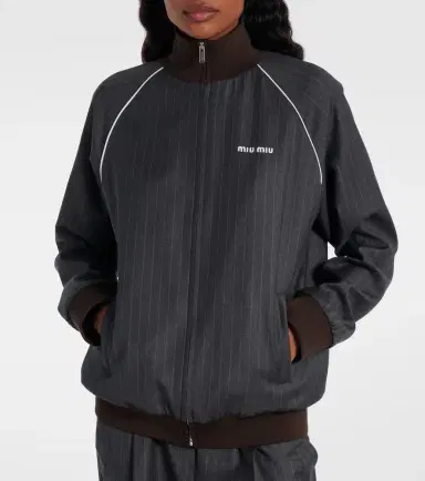 Miu Miu Pinstripe virgin wool blouson | Thumbnail 6 Miu Miu Pinstripe virgin wool blouson | Thumbnail 6