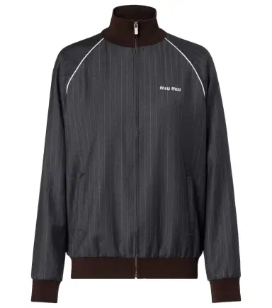 Miu Miu Pinstripe virgin wool blouson | Thumbnail 1 Miu Miu Pinstripe virgin wool blouson | Thumbnail 1