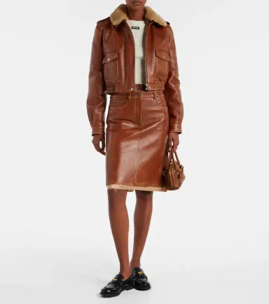 Miu Miu Leather midi skirt | Thumbnail 2 Miu Miu Leather midi skirt | Thumbnail 2