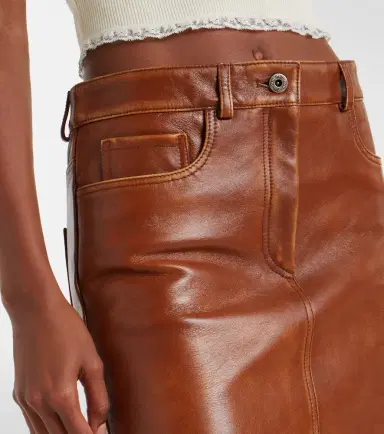 Miu Miu Leather midi skirt | Thumbnail 3 Miu Miu Leather midi skirt | Thumbnail 3