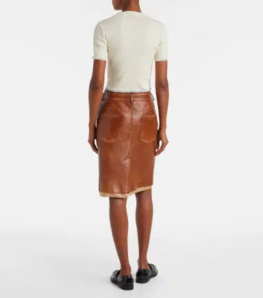 Miu Miu Leather midi skirt | Thumbnail 4 Miu Miu Leather midi skirt | Thumbnail 4