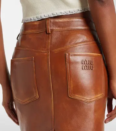 Miu Miu Leather midi skirt | Thumbnail 5 Miu Miu Leather midi skirt | Thumbnail 5