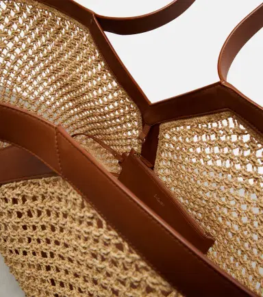 Saint Laurent Y leather-trimmed raffia tote bag | Thumbnail 2 Saint Laurent Y leather-trimmed raffia tote bag | Thumbnail 2