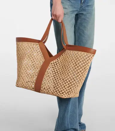Saint Laurent Y leather-trimmed raffia tote bag | Thumbnail 5 Saint Laurent Y leather-trimmed raffia tote bag | Thumbnail 5
