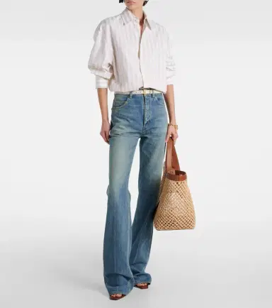 Saint Laurent Y leather-trimmed raffia tote bag | Thumbnail 6 Saint Laurent Y leather-trimmed raffia tote bag | Thumbnail 6