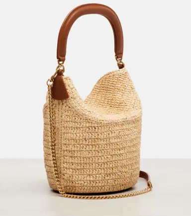 Saint Laurent Gaby leather-trimmed raffia bucket bag | Thumbnail 2 Saint Laurent Gaby leather-trimmed raffia bucket bag | Thumbnail 2