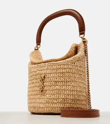 Saint Laurent Gaby leather-trimmed raffia bucket bag | Thumbnail 3 Saint Laurent Gaby leather-trimmed raffia bucket bag | Thumbnail 3