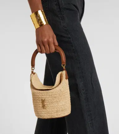 Saint Laurent Gaby leather-trimmed raffia bucket bag | Thumbnail 5 Saint Laurent Gaby leather-trimmed raffia bucket bag | Thumbnail 5