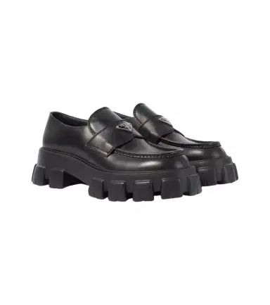 Prada Logo leather platform loafers | Thumbnail 1 Prada Logo leather platform loafers | Thumbnail 1