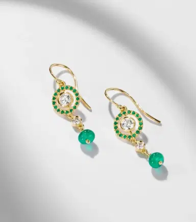 Ileana Makri Orbit 18kt gold drop earrings with gemstones | Thumbnail 5 Ileana Makri Orbit 18kt gold drop earrings with gemstones | Thumbnail 5