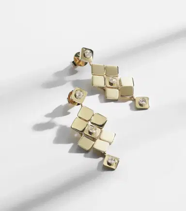 Ileana Makri Tile Temple 18kt gold drop earrings with diamonds | Thumbnail 5 Ileana Makri Tile Temple 18kt gold drop earrings with diamonds | Thumbnail 5
