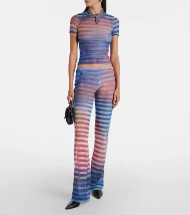 Jean Paul Gaultier Printed striped mesh flared pants | Thumbnail 2 Jean Paul Gaultier Printed striped mesh flared pants | Thumbnail 2