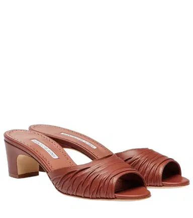 Manolo Blahnik Piruabar gathered leather mules | Thumbnail 1 Manolo Blahnik Piruabar gathered leather mules | Thumbnail 1