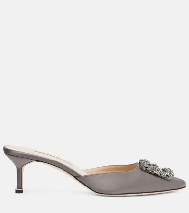 Manolo Blahnik Hangisimu embellished satin mules | Thumbnail 3 Manolo Blahnik Hangisimu embellished satin mules | Thumbnail 3