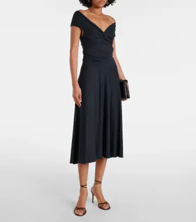 Dorothee Schumacher Soft Drape off-shoulder midi dress | Thumbnail 2 Dorothee Schumacher Soft Drape off-shoulder midi dress | Thumbnail 2