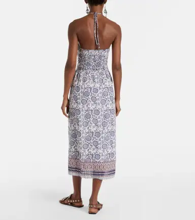Velvet Floral ruched cotton midi dress | Thumbnail 3 Velvet Floral ruched cotton midi dress | Thumbnail 3