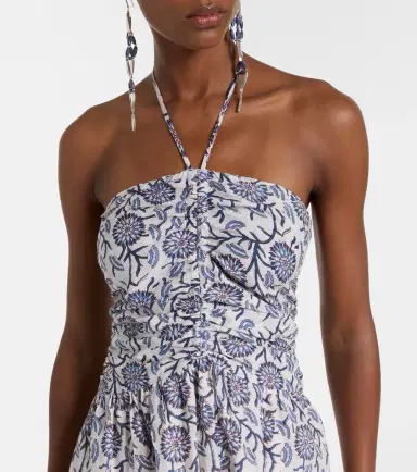 Velvet Floral ruched cotton midi dress | Thumbnail 5 Velvet Floral ruched cotton midi dress | Thumbnail 5