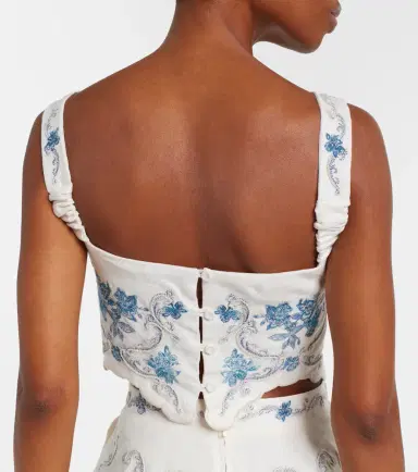 Agua by Agua Bendita Luciana Gloriosa embroidered linen crop top | Thumbnail 4 Agua by Agua Bendita Luciana Gloriosa embroidered linen crop top | Thumbnail 4