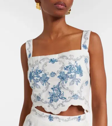 Agua by Agua Bendita Luciana Gloriosa embroidered linen crop top | Thumbnail 5 Agua by Agua Bendita Luciana Gloriosa embroidered linen crop top | Thumbnail 5