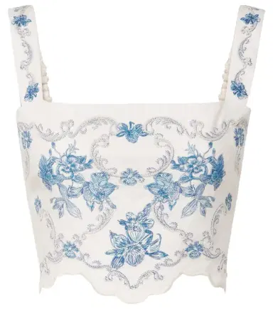 Agua by Agua Bendita Luciana Gloriosa embroidered linen crop top | Thumbnail 1 Agua by Agua Bendita Luciana Gloriosa embroidered linen crop top | Thumbnail 1