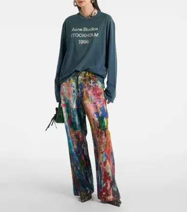 Acne Studios Logo distressed cotton-blend jersey T-shirt | Thumbnail 2 Acne Studios Logo distressed cotton-blend jersey T-shirt | Thumbnail 2