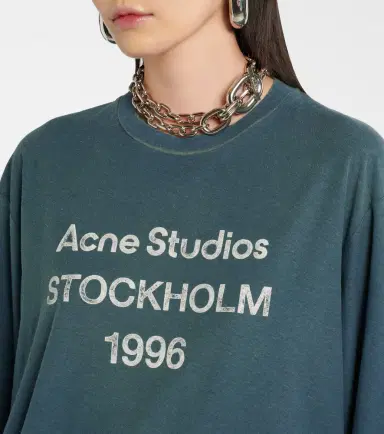 Acne Studios Logo distressed cotton-blend jersey T-shirt | Thumbnail 4 Acne Studios Logo distressed cotton-blend jersey T-shirt | Thumbnail 4