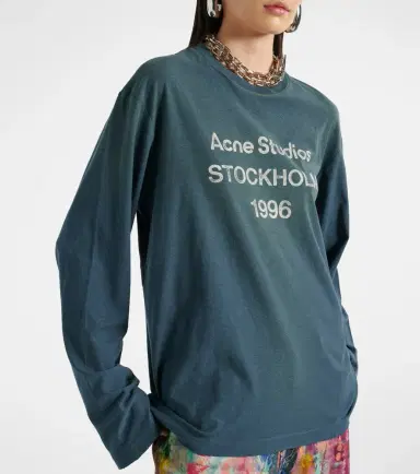 Acne Studios Logo distressed cotton-blend jersey T-shirt | Thumbnail 5 Acne Studios Logo distressed cotton-blend jersey T-shirt | Thumbnail 5