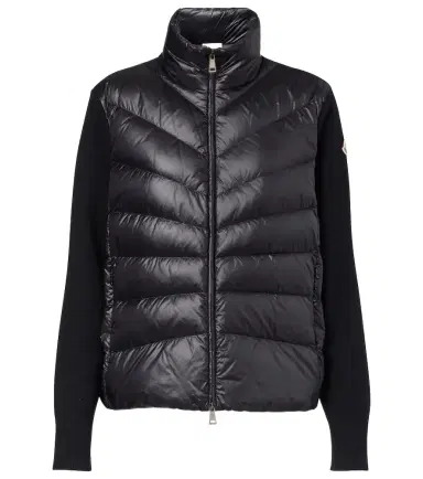 Moncler Down-paneled virgin wool cardigan | Thumbnail 1 Moncler Down-paneled virgin wool cardigan | Thumbnail 1