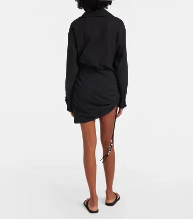 SIR. Azura ruched cotton wrap dress | Thumbnail 4 SIR. Azura ruched cotton wrap dress | Thumbnail 4