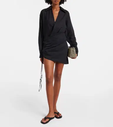 SIR. Azura ruched cotton wrap dress | Thumbnail 5 SIR. Azura ruched cotton wrap dress | Thumbnail 5