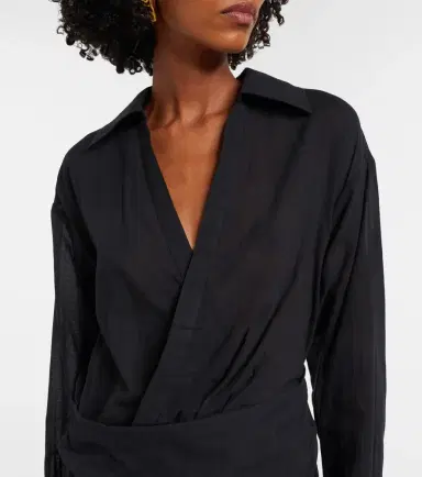 SIR. Azura ruched cotton wrap dress | Thumbnail 6 SIR. Azura ruched cotton wrap dress | Thumbnail 6