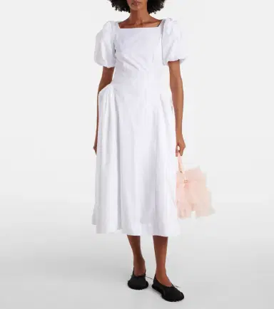 Simone Rocha Puff-sleeve cotton poplin midi dress | Thumbnail 3 Simone Rocha Puff-sleeve cotton poplin midi dress | Thumbnail 3