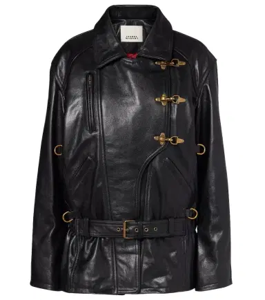 Isabel Marant Caitlyn belted leather jacket | Thumbnail 1 Isabel Marant Caitlyn belted leather jacket | Thumbnail 1