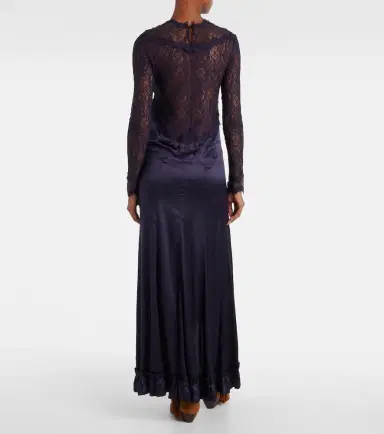 Isabel Marant Dolores lace-trimmed silk-blend satin gown | Thumbnail 3 Isabel Marant Dolores lace-trimmed silk-blend satin gown | Thumbnail 3