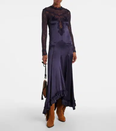 Isabel Marant Dolores lace-trimmed silk-blend satin gown | Thumbnail 5 Isabel Marant Dolores lace-trimmed silk-blend satin gown | Thumbnail 5