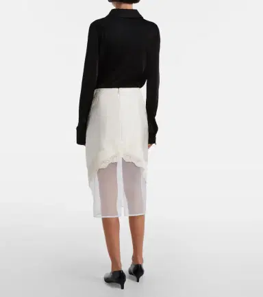 Jil Sander Lace-trimmed satin midi skirt | Thumbnail 4 Jil Sander Lace-trimmed satin midi skirt | Thumbnail 4