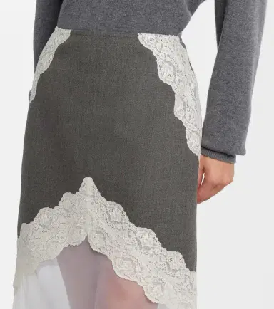 Jil Sander Lace-trimmed wool midi skirt | Thumbnail 4 Jil Sander Lace-trimmed wool midi skirt | Thumbnail 4