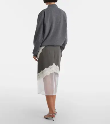 Jil Sander Lace-trimmed wool midi skirt | Thumbnail 5 Jil Sander Lace-trimmed wool midi skirt | Thumbnail 5