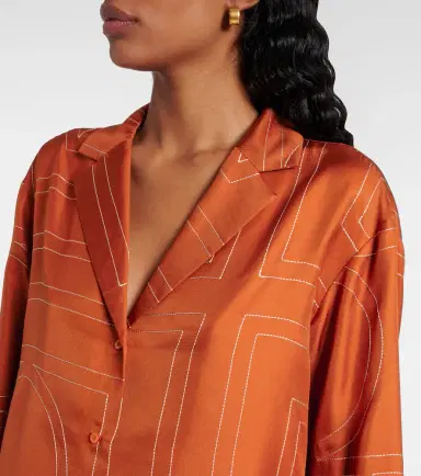 Toteme Monogram silk twill pajama shirt | Thumbnail 3 Toteme Monogram silk twill pajama shirt | Thumbnail 3