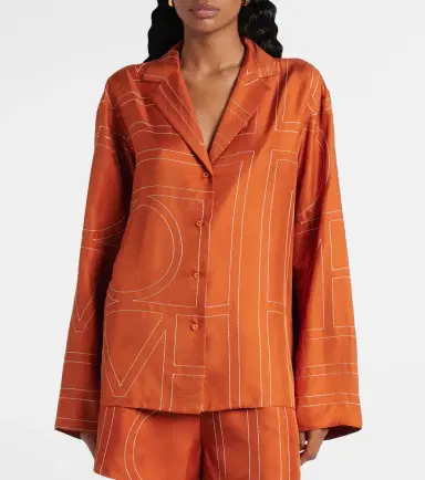 Toteme Monogram silk twill pajama shirt | Thumbnail 6 Toteme Monogram silk twill pajama shirt | Thumbnail 6
