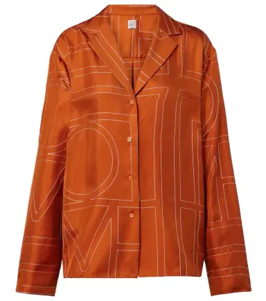 Toteme Monogram silk twill pajama shirt | Thumbnail 1 Toteme Monogram silk twill pajama shirt | Thumbnail 1