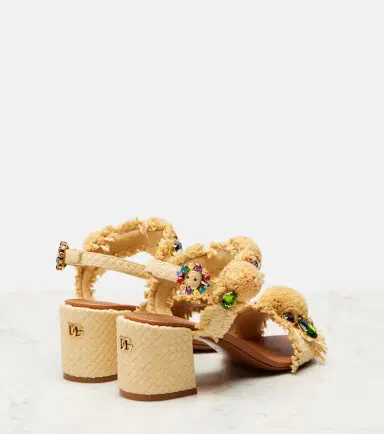 Dolce & Gabbana Embellished raffia-effect sandals | Thumbnail 2 Dolce & Gabbana Embellished raffia-effect sandals | Thumbnail 2