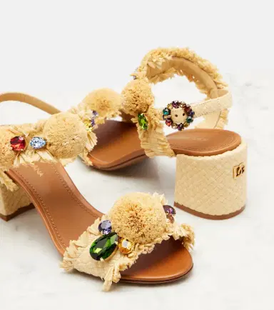 Dolce & Gabbana Embellished raffia-effect sandals | Thumbnail 3 Dolce & Gabbana Embellished raffia-effect sandals | Thumbnail 3
